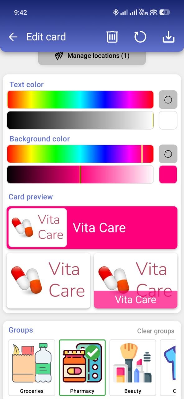 Customize card colors and names